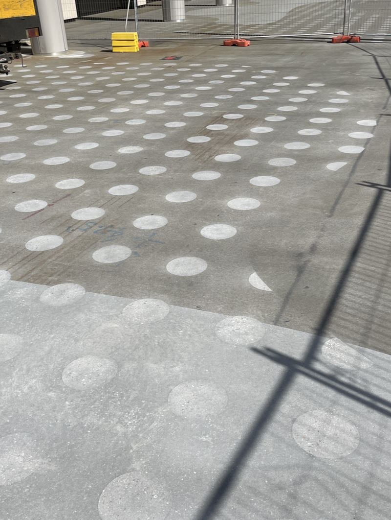 dotted concrete stencil finish using sandblasting by WASP Melbourne